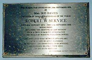 Robert Service Plaque